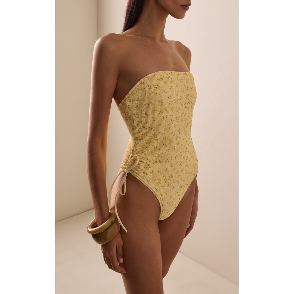 ELCE Vera Strapless Floral One-Piece Swimsuit Marigold XS New With Tags